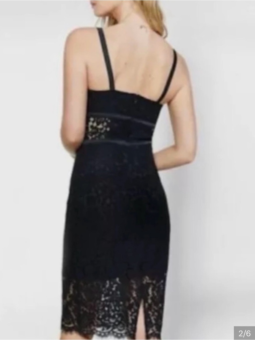 Express Black Lace Midi Dress with Spaghetti Straps - Picture 2 of 6